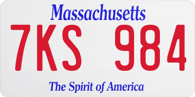 MA license plate 7KS984