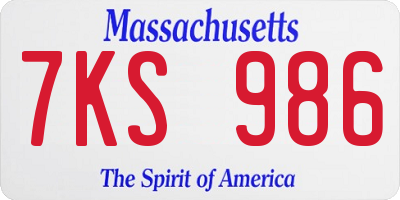 MA license plate 7KS986