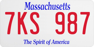 MA license plate 7KS987