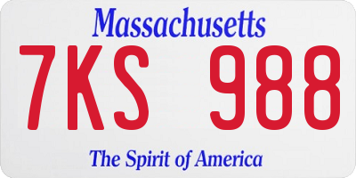 MA license plate 7KS988