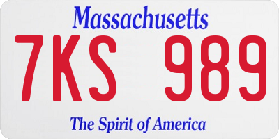 MA license plate 7KS989