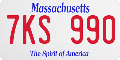MA license plate 7KS990