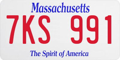 MA license plate 7KS991