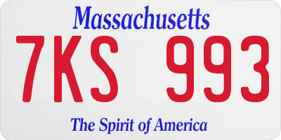 MA license plate 7KS993