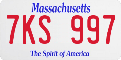 MA license plate 7KS997