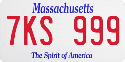 MA license plate 7KS999