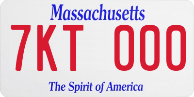 MA license plate 7KT000