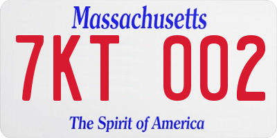 MA license plate 7KT002