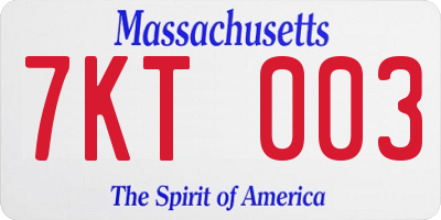 MA license plate 7KT003