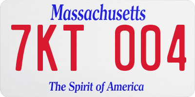 MA license plate 7KT004