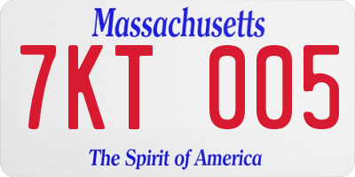 MA license plate 7KT005