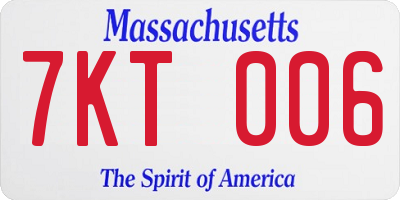 MA license plate 7KT006