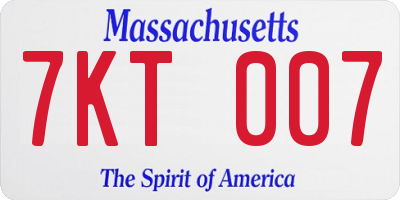MA license plate 7KT007