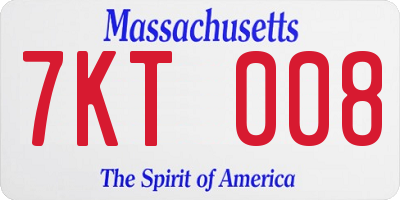 MA license plate 7KT008