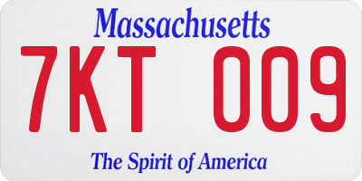 MA license plate 7KT009