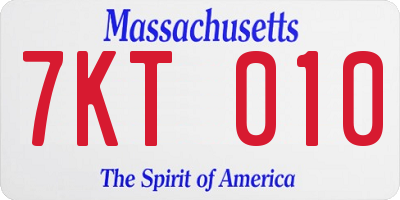 MA license plate 7KT010