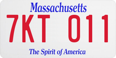MA license plate 7KT011