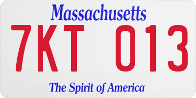 MA license plate 7KT013