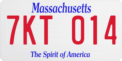 MA license plate 7KT014