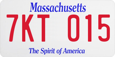 MA license plate 7KT015