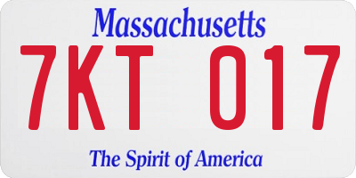 MA license plate 7KT017