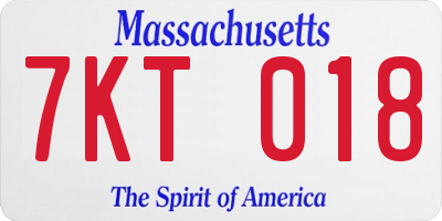 MA license plate 7KT018