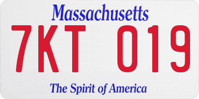 MA license plate 7KT019