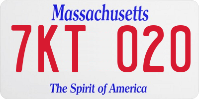 MA license plate 7KT020