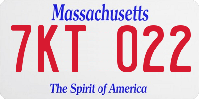 MA license plate 7KT022