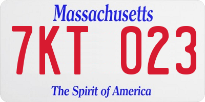 MA license plate 7KT023