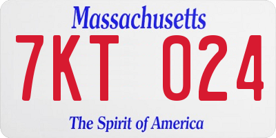 MA license plate 7KT024