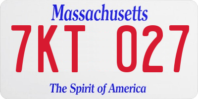 MA license plate 7KT027