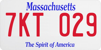 MA license plate 7KT029