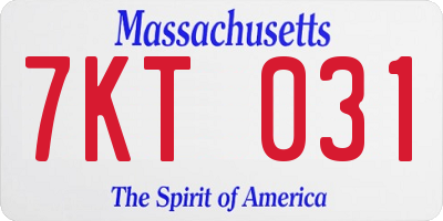 MA license plate 7KT031