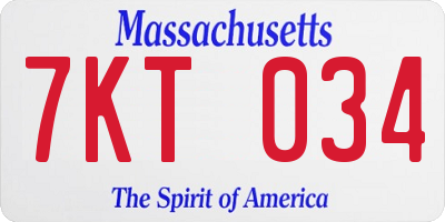 MA license plate 7KT034