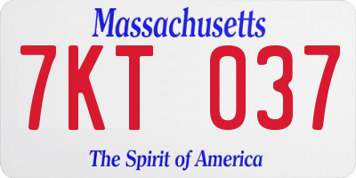 MA license plate 7KT037