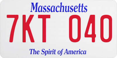 MA license plate 7KT040