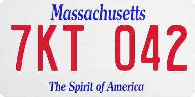 MA license plate 7KT042