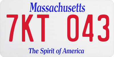 MA license plate 7KT043