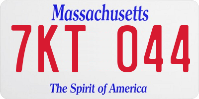 MA license plate 7KT044