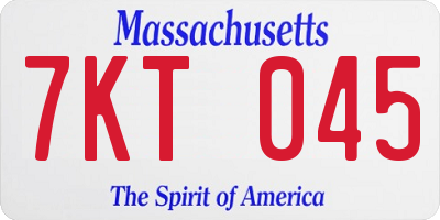 MA license plate 7KT045