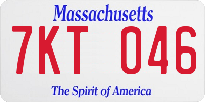 MA license plate 7KT046