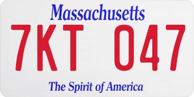MA license plate 7KT047