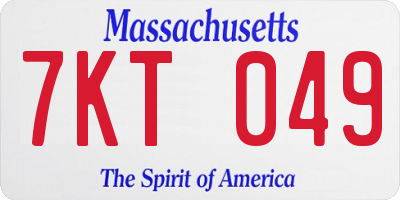 MA license plate 7KT049