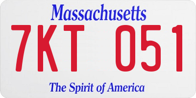 MA license plate 7KT051