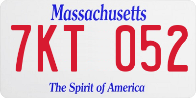 MA license plate 7KT052