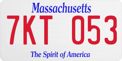 MA license plate 7KT053