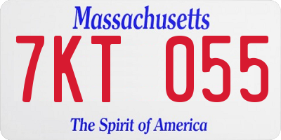 MA license plate 7KT055