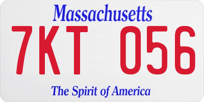 MA license plate 7KT056