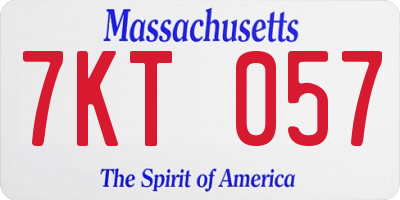MA license plate 7KT057